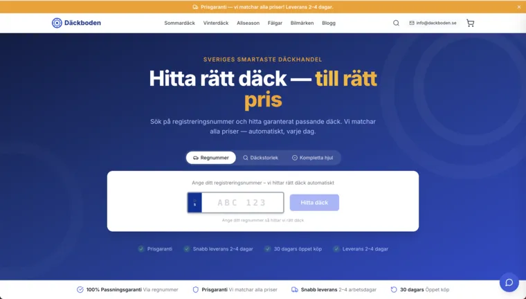 Däckboden hemsida – däckhandel online i Sverige