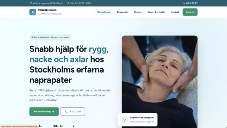 Rehabkliniken naprapater.com – naprapatklinik i Stockholm